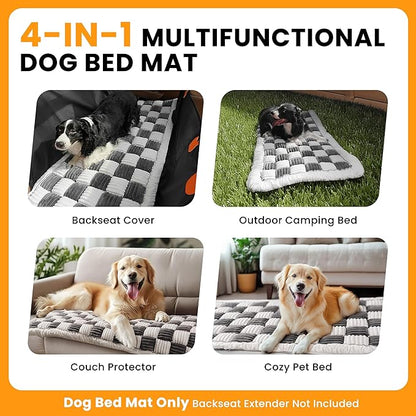 HiPetpy Backseat Dog Bed Mat, Non-Slip Dog Bed for Car Back Seat, Soft & Cozy Dogs Blanket, Washable Travel Pet Mat Seat Protector for Cars, SUVs, Trucks (Grey/White, 51.1" L x 23.6" W x 1.5" Th)