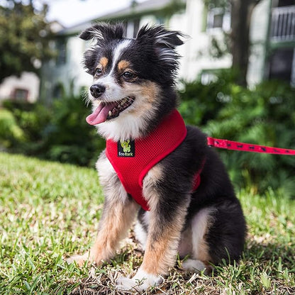 EcoBark Dog Harness - Luxurious Soft Mesh - Eco-Friendly Over the Head Vest Harness - No Pull & No Choke Design - Padded Breathable Body Halter - for Puppy, Toy, and Small Breeds (Red, Small)