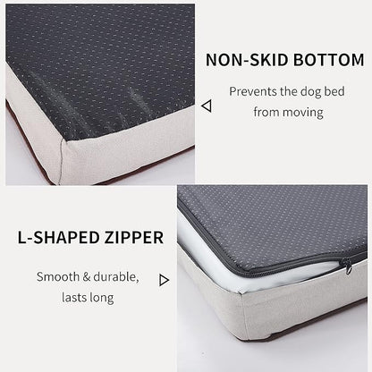 Orthopedic Memory Foam Dog Bed, Cooling Dog Beds for Medium/Large Dogs -Waterproof Pet Bed for Crate with Removable Washable Cover, L(35inch,65Lbs)