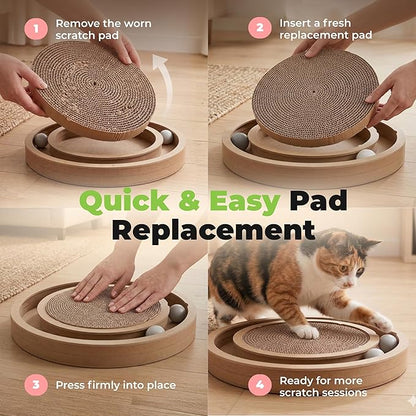 Best Pet Supplies Catify Cat Scratcher, Fun Interactive Scratchers, Posts, Poles, Claw Safe, Furniture Saver Indoor Play Support Natural Cat Behaviors Heavy Duty - 5 Pack Round, 10 x 10"