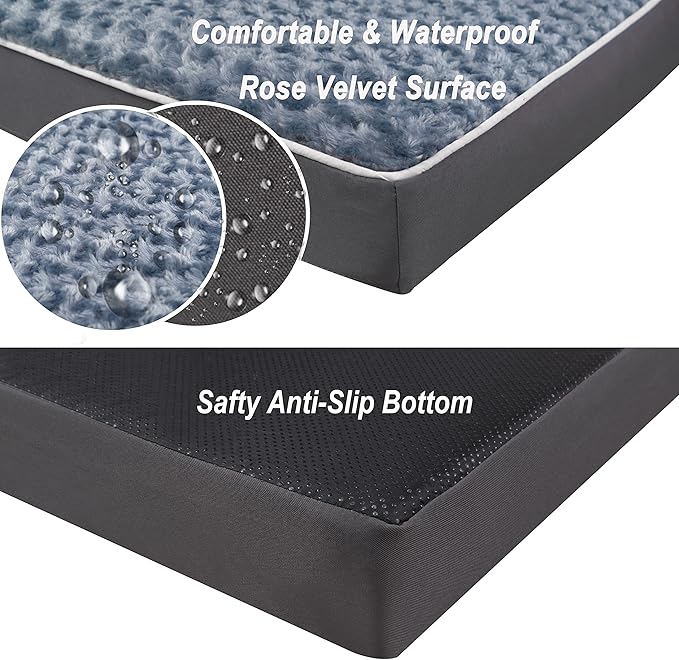Orthopedic Dog Bed Mat of Thick Egg Foam with Washable Cover for Large Dogs