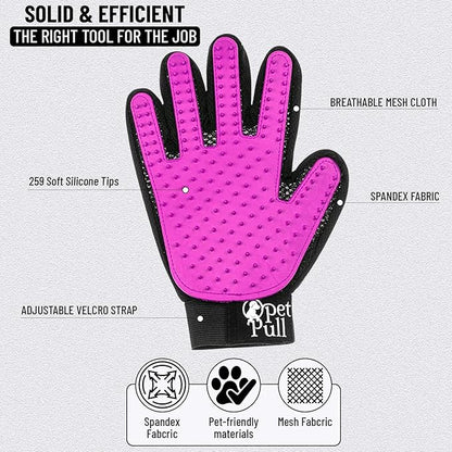 Pet Grooming Gloves with 259 Silicone Tips - Pet Hair Removal Tool Gentle Shedding Dog Washing Gloves - Deshedding Brush Hair Remover Mitts for Dogs & Cats for Long and Short Hair (Pink)