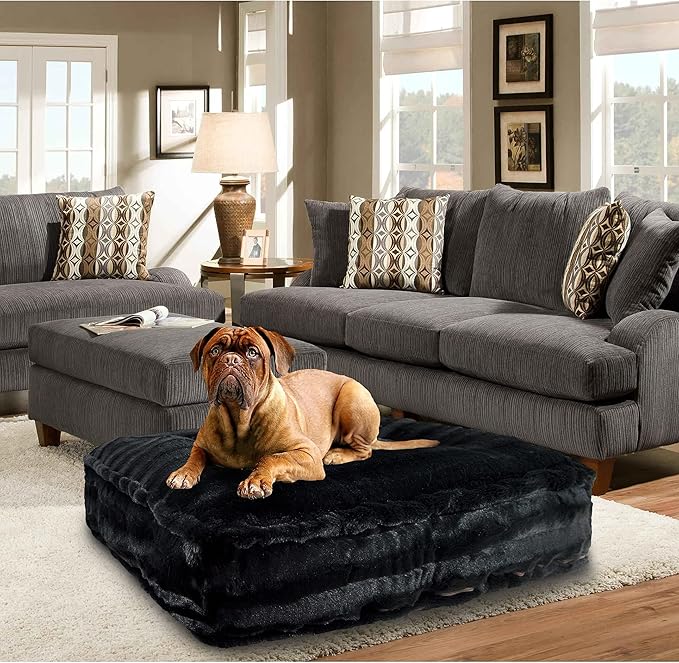 Bessie and Barnie Frosted Willow Extra Plush Shag Faux Fur Luxury Sicilian Rectangle Pet/Dog Bed (Multiple Sizes)