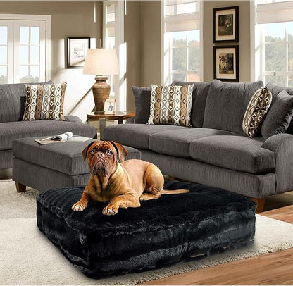 Bessie and Barnie Frosted Willow Extra Plush Shag Faux Fur Luxury Sicilian Rectangle Pet/Dog Bed (Multiple Sizes)