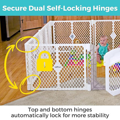 Toddleroo by North States - Superyard Ultimate Play Yard: Freestanding 8 Panel Baby Playpen with Door - Indoor or Outdoor Use - Made in USA - Encloses Up to 34.4 Square Feet - 26 Inches Tall - Ivory