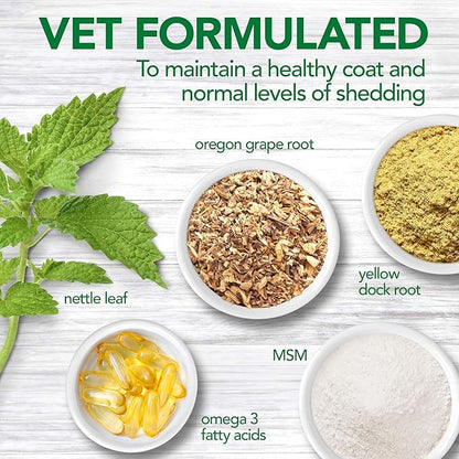 Vet's Best Healthy Coat Shed & Itch Relief for Dogs, Relieve Dogs Skin Irritation and Shedding Due to Seasonal Allergies or Dermatitis, 150 Chewable Tablets
