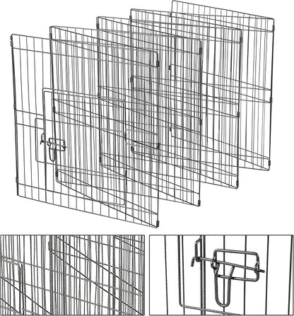 Yaheetech 24 inch 32 Panel Metal Black Heavy Duty Foldable Dog Pen - Outdoor Indoor with Door- Dog Exercise Pen Barrier Kennel Portable Cat Duck Chicken Puppy Fence