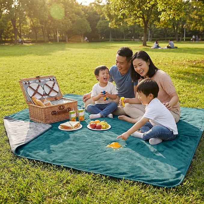 Lavish Home Waterproof Blanket - 80x80 King-Size Blanket for Kids, Pets, and Outdoors - Throw for Bed, Couch, Chair and Car (Green)
