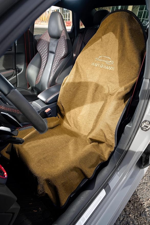 Waterproof Car Seat Towel Cover, Towel that Goes Over Car Seat for Sweat Protection, Quick-Dry Microfiber, Non-Slip Backing, Machine Washable, Fits Cars SUVs Trucks