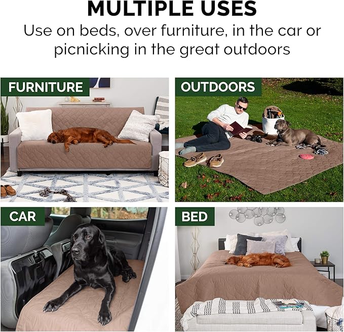 Furhaven Waterproof & Non-Slip Full Size Mattress Cover Protector for Dogs & Cats, Washable, For Beds, Couches, & Car Seats - Quilted Twill Blanket Mattress Cover - Brownstone, Medium/Full Size