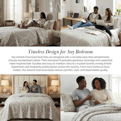 Southshore Fine Living, Inc. Quilt Comforter, Twin XL Dorm Bedding Set, Stain Resistant, Machine Washable Boho Bed Spread, Twin XL Quilt Bedspread Set w/Pillow Sham, Ashanti Bone