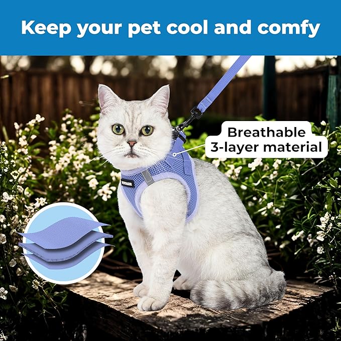 Voyager Step-in Pet Harness - All Weather Mesh, Adjustable Step in Harness for Cats and Dogs by Best Pet Supplies - 307 Set Lavender, S