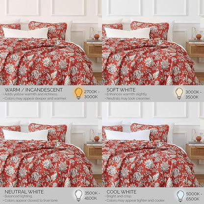 Southshore Fine Living, Inc. Oversized King Quilt Bedding Set, Jacobean Willow Floral Quilt Set with 2 Matching Pillow Shams, Lightweight California King Bed Spread, Soft Microfiber Fabric, Red