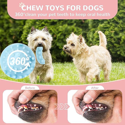 6 Pack Pet Dog Puppy Chew Toys for Teething Small Dogs,Soft Natural Rubber Blue Interactive Dog Puppy Toys Fun Cleaning Squeaky,Funny Dog Chew Toys for Small Medium Breed