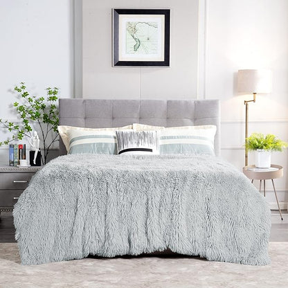 JONIYEAR Extra Large Decorative Fluffy Faux Fur Blanket Full Size 71" x 80",Soft Luxury Lightweight Furry Blankets,Accent Cozy Shaggy Plush Fuzzy Blankets for Bed Couch,Thick Warm Winter Blanket, Grey