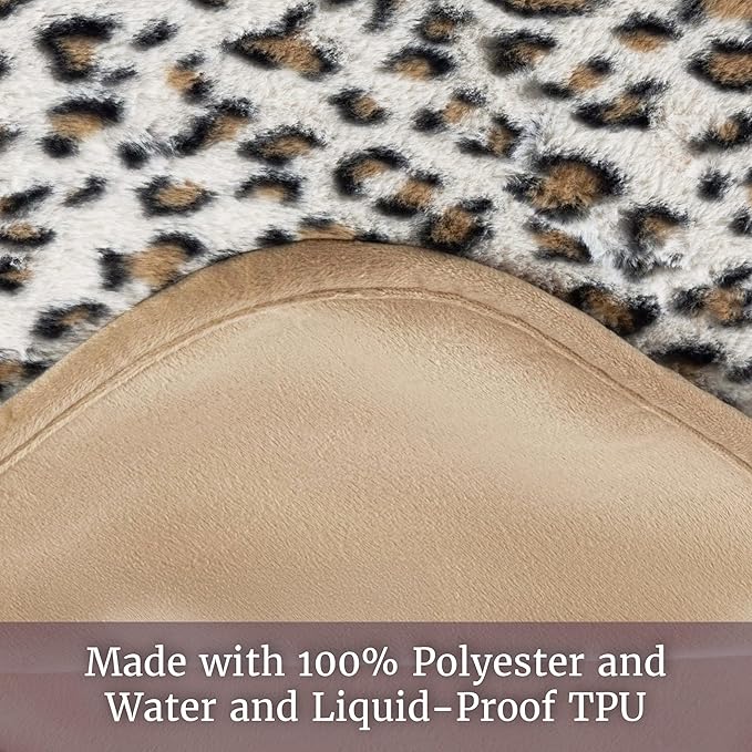 Waterproof Blanket for Bed, Couch, or Car - 60” x 80” Reversible Queen Size Throw Blanket for Reliable Leakproof Furniture Protection - Washable Pet Throws by Lavish Home (Leopard Print)