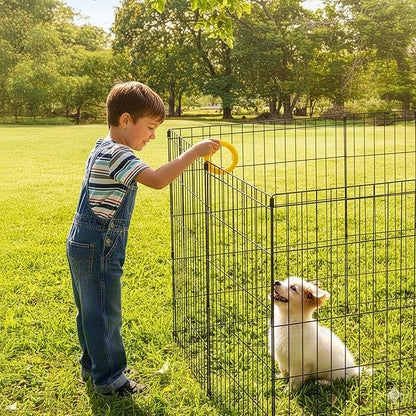 Dog Playpen - Foldable Metal Exercise Puppy Play Pen with 8 24x30in Panels - Indoor/Outdoor Pen with Door for Dogs, Cats or Small Animals by PETMAKER