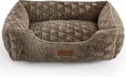 Modern Threads Ultra Soft Plush Pet Bed for Small and Medium Dogs with Elegant Texture and Stylish Design, Removable Washable Cover, Brown, (24" L x 20" W x 8" Th)