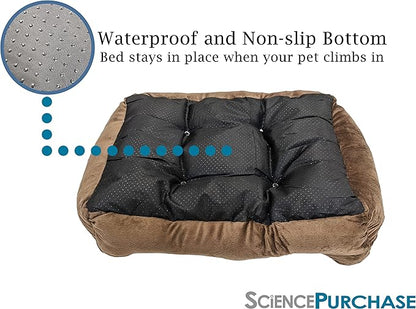 SciencePurchase Small 24" × 18" Luxury Pet Bed for Dogs or Cats - Super Soft, Machine Washable with Waterproof Non-Slip Underside, Low Wall for Easy Entering & Exiting, Folds for Travel & Storage