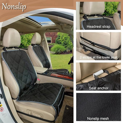 YESYEES Dog Front Seat Covers for Cars, 2 Pack Waterproof Bucket Seat Covers for Dogs with 4 Nonslip Straps, Long-Lasting Pet Car Seat Protector Universal Fit for Cars Trucks and SUVs (Black)