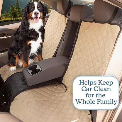 Dog Car Seat Cover for Back Seat - Water-Resistant Car Seat Protector for Cars, Trucks, and SUVs - Seat Cover Protects from Scratches, Mud, Pet Hair and Accidents - Car Accessories by PETMAKER (Beige)