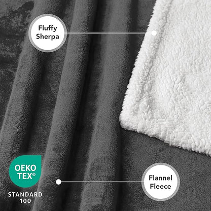 PetAmi Waterproof Dog Blanket for Medium Large Dog Puppy Cat Throw for Couch Cover Leakproof Protection, Sherpa Fleece, Reversible Soft Washable 60x40 Charcoal Gray