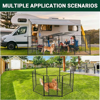 GarveeLife Dog Playpen,40 inch(H) 21 Ft(L) 8 Panels Dog Fence Indoor/Outdoor,Heavy Duty Metal Pet Puppy Exercise Pen, Wide Door Low Threshold,Portable Pet Playpen for Rv Camping Garden Yard