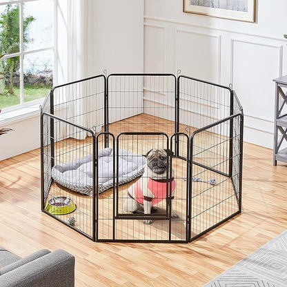 Topeakmart Dog Playpen Outdoor Puppy Exercise Pen Indoor Portable Pet Fence for Yard/RV Camping, 32 Inch 8 Panels