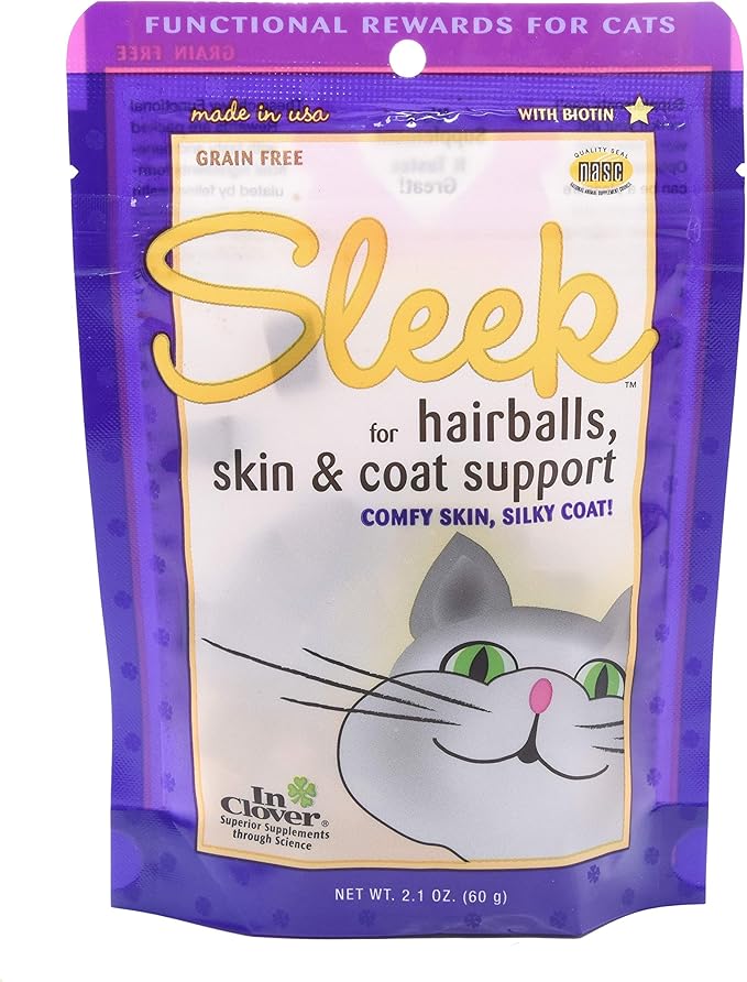 In Clover Sleek Daily Skin, Coat, and Hairballs Support Soft Chews for Cats