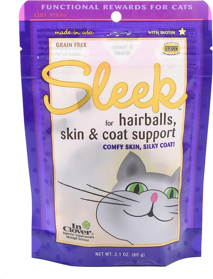 In Clover Sleek Daily Skin, Coat, and Hairballs Support Soft Chews for Cats