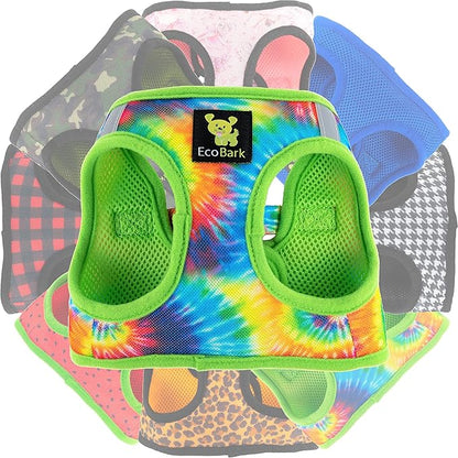 EcoBark Step in Dog Harness - Soft Mesh Dog Vest Harnesses for Puppies and Small Dogs - Reflective Adjustable No Pull and No Choke Halter Harness - Mesh Comfort Padded Body Harness (Tie-Dye, Large)