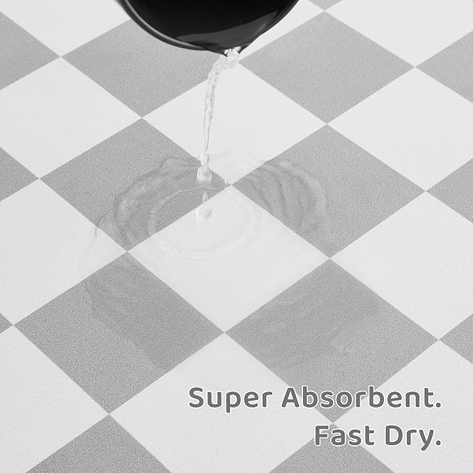 Ralxion Checkered Dog Feeding Mat, Absorbent Mats for Dog Food and Water Bowl, Dispenser, Feeder, Retro Aesthetic Grey Checkerboard Pet Placemat for Dogs, Cats, Puppy Accessories, 16" X 24”