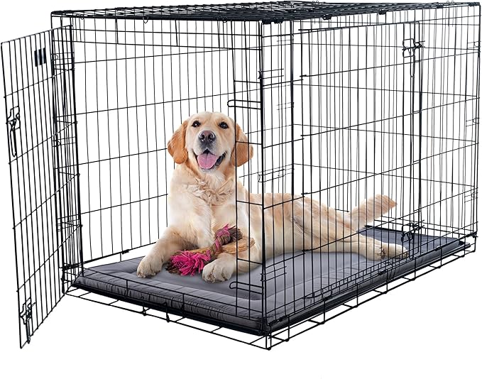 PETMAKER Waterproof Dog Bed - 38.75x25 Large Dog Bed with Raised Edge - Easy-to-Clean Multi-Purpose Crate Mat for Home and Car Travel (Gray)