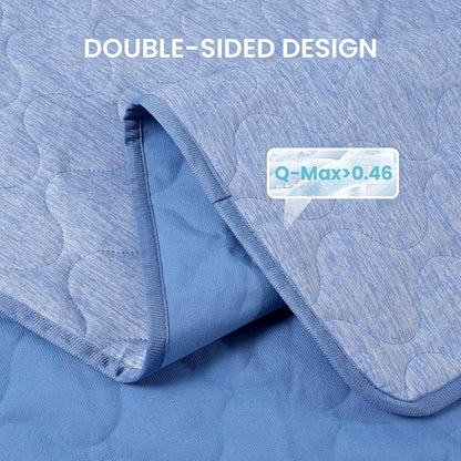 Cozy Bliss Deluxe Leakproof Cooling Blanket for Large Dogs Q-Max 0.5, Soft & Durable Washable Pet Cooling Mat for Hot Weather, Livingroom, Couch & Bed Protector for Cats, Haze Blue, 40"x60"