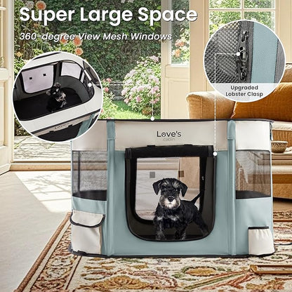 Love's cabin Pet Puppy Dog Playpen, Medium Dog Tent Crates Cage Indoor/Outdoor, Portable Exercise Playpen for Cat, Foldable Pop Up Dog Kennel Playpen with Carring Case (M, Gray Green)