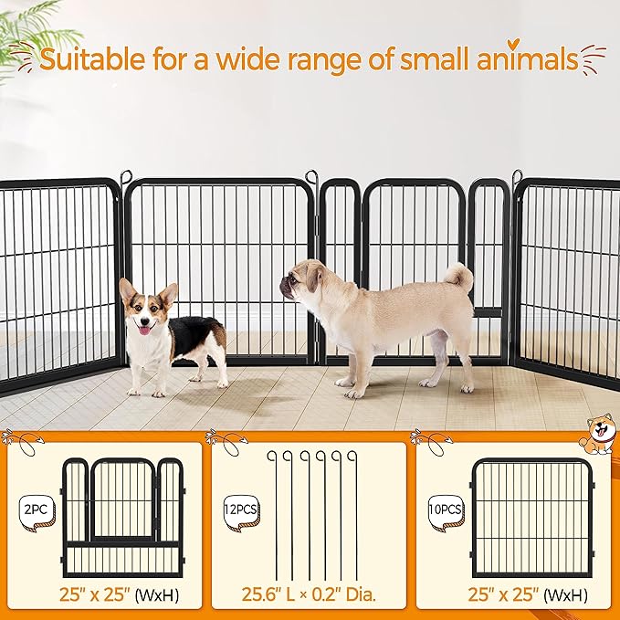 Topeakmart Dog Playpen Outdoor Puppy Exercise Pen Indoor Portable Pet Fence for Yard/RV Camping, 24 Inch 12 Panels