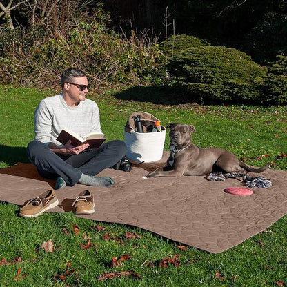 Furhaven Waterproof & Non-Slip Twin Size Mattress Cover Protector for Dogs & Cats, Washable, For Beds, Couches, & Car Seats - Quilted Twill Blanket Mattress Cover - Brownstone, Small/Twin Size