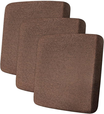 ANARACHON Leather Look Couch Cushion Covers Sofa Seat Slipcovers Sets Couches Furniture Protector for Sectional Armchair Loveseat Pets Kids Stretch Spandex Fabric (3 Cushion Sofa, Brown)