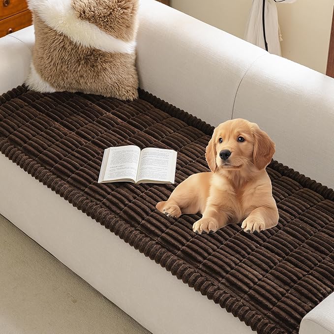 MYSKY HOME Couch Covers for 3-4 Cushion Sofa Pet Friendly, Couch Cover for Dogs, Sofa Covers for Pets Washable, Soft Non-Slip Sofa Slipcovers Furniture Protector Covers, Chococlate, 27.6" x 82.7"