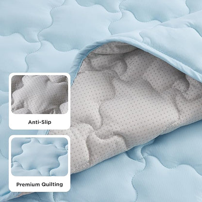 Bedsure Cooling Mat for Medium Dogs, Q-Max>0.5 Thin Breathable Cold Crate Pad for Pet, Portable Washable Kennel Bed for Summer Active Dog with Chill Cool Soothing Fabric to Rapid Cooling, 29x21, Blue