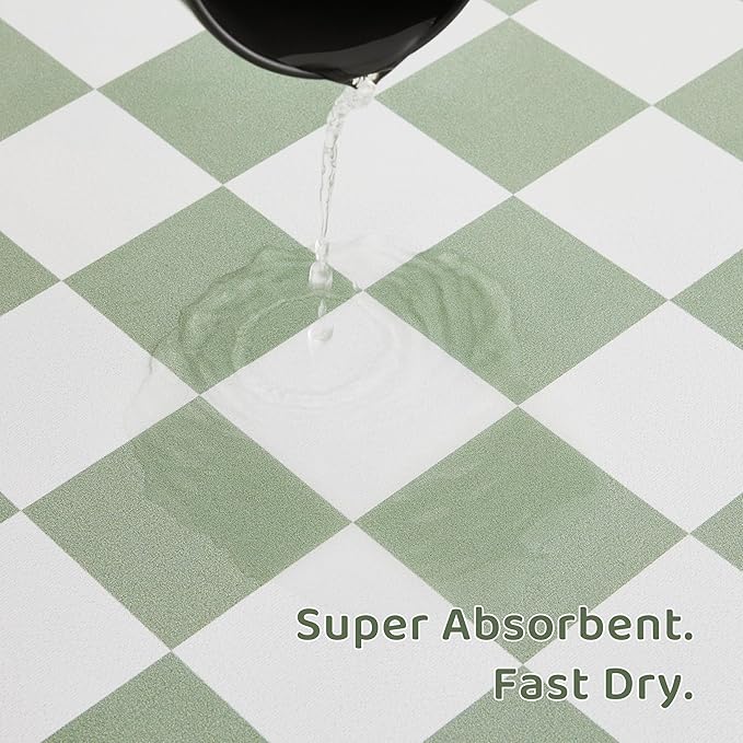 Ralxion Checkered Dog Feeding Mat, Absorbent Mats for Dog Food and Water Bowl, Dispenser, Modern Aesthetic Sage Green Checkerboard Pet Placemat for Dogs, Cats, Puppy, 16" X24”
