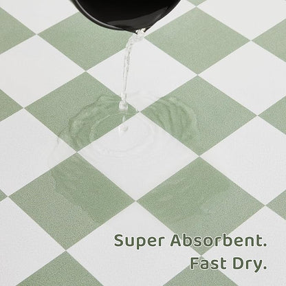Ralxion Checkered Dog Feeding Mat, Absorbent Mats for Dog Food and Water Bowl, Dispenser, Modern Aesthetic Sage Green Checkerboard Pet Placemat for Dogs, Cats, Puppy, 16" X24”