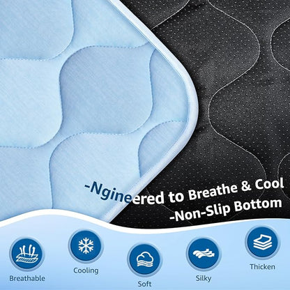 Cooling Mat for Dogs and Cats 24" x 18", Premium Pet Cooling Bed Indoor Outdoor with Waterproof Cover & Ice Silk, Summer Cool Pad for Puppy Kitty, Non-Slip Washable Pet Blanket for Crate Kennel