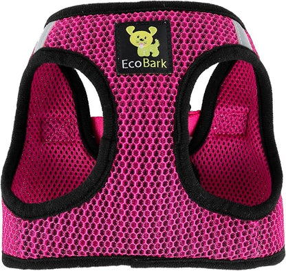 EcoBark Step in Dog Harness - Eco-Friendly Dog Harnesses for for Small & Medium Breed Dogs - Reflective and Adjustable Chest Body Halter Vest -Soft Luxurious Mesh (Fuchsia Pink, XL)