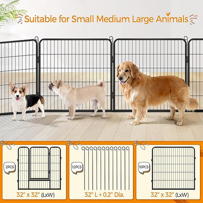 Yaheetech Dog Playpen Indoor, Extra Wide Outdoor Dog Fence Foldable Pet Puppy Exercise Pen for Yard/Garden/RV Camping, 24 Panels 32 Inch Height x 32 Inch Width