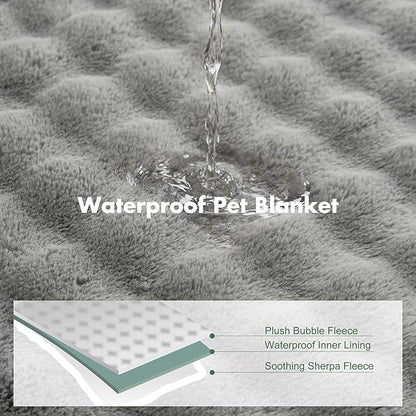 Soft Cozy Waterproof Dog Blanket for Large Dogs - Room Decor Pet Throw Blanket for Couch Bed Protector, Washable Dog Blankets for Indoors & Outdoors, Grey, 50"x60"