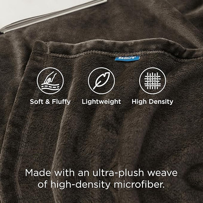 Bedsure GentleSoft Fleece Throw Blanket Brown - 300GSM Blankets for Couch, Sofa, Bed, Soft Lightweight Plush Cozy Throws for Toddlers, 50x60 inches