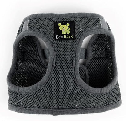 EcoBark Step in Dog Harness - Eco-Friendly Dog Harnesses for for Small & Medium Breed Dogs - Reflective and Adjustable Chest Body Halter Vest -Soft Luxurious Mesh (Gray, XL)