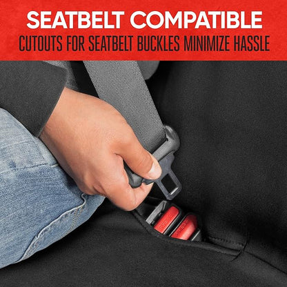 Motor Trend AquaShield Black Neoprene Rear Bench Seat Cover - 100% Waterproof Back Seat Protector for Car Truck Van SUV - Universal Fit for Dogs, Pets & Kids