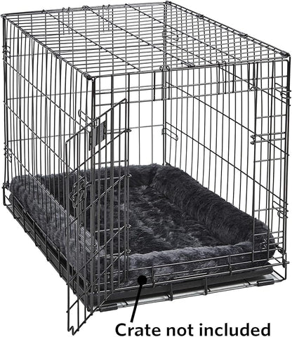 MidWest Homes for Pets Dog Bed – Gray Faux Fur Bolster, Ultra-Soft and Machine Washable, Fits 24-Inch Crates and Carriers, for Small Dogs and Cats